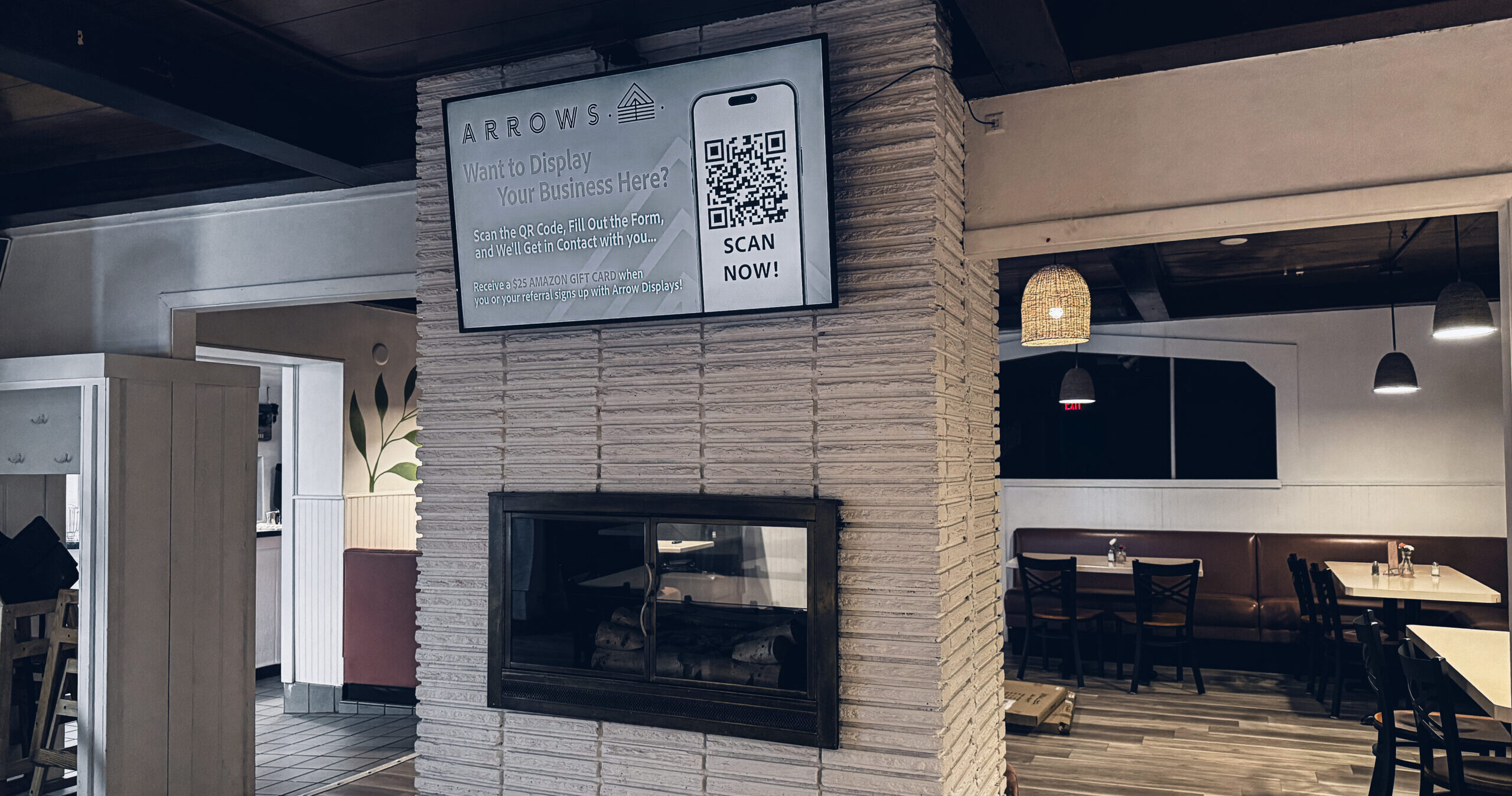 Digital advertising services display screen in Southern Idaho restaurant